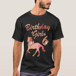 Camiseta Crianças 6 de Cavalo Aniversário Para Meninas Ador