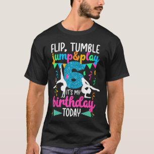 Camiseta Crianças 6 de ginástica de aniversário Menina de 6