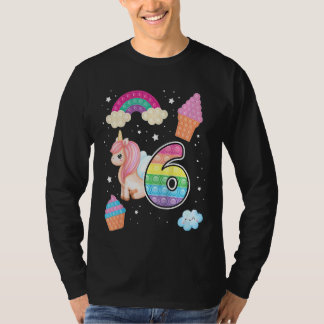 Camiseta Crianças 6 Magical Poppin Birthday Unicorn Poppin 