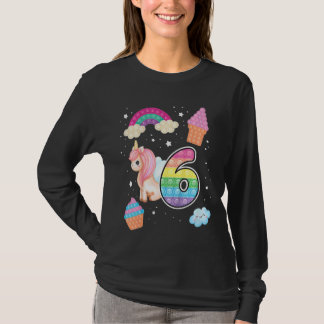 Camiseta Crianças 6 Magical Poppin Birthday Unicorn Poppin 