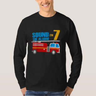 Camiseta Crianças 7 Aniversário 7 7 7 Anos Fogo de Bombeiro