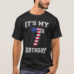 Camiseta Crianças 7 Aniversário Esportes Usa Bandeira É o m