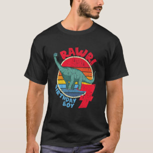 Camiseta Crianças 7 Aniversário Eu Rawr! Brachiosaurus I Fa