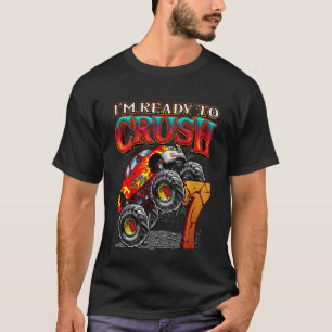 Camiseta Crianças 7 Anos Caminhão Monstro Aniversário Pront