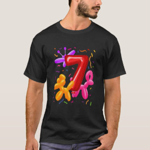 Camiseta Crianças 7 Balões de Aniversário de  Balões de Ani