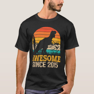 Camiseta Crianças 7 Birthday Boy Dinossaur 7 Anos Trex Awe