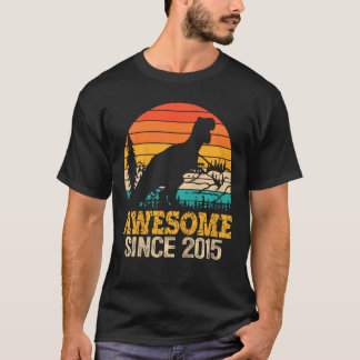 Camiseta Crianças 7 Birthday Boy Dinossaur 7 Anos Trex Awe