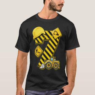 Camiseta Crianças 7 Birthday Digger I 7 Anos Construtor Exc