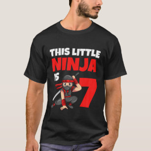 Camiseta Crianças 7 Birthday Ninja 7 Anos Meninos