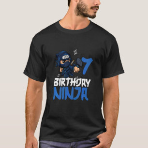 Camiseta Crianças 7 Birthday Ninja Bday Party 7 Anos Shu