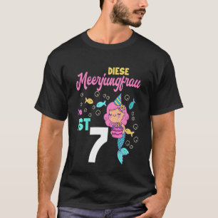 Camiseta Crianças 7 de aniversário de 7 anos Sereia de aniv