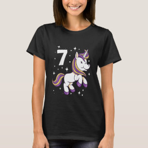 Camiseta Crianças 7 de aniversário de 7 anos Unicórnio