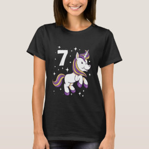 Camiseta Crianças 7 de aniversário de 7 anos Unicórnio