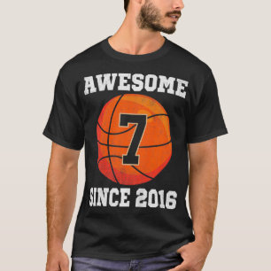 Camiseta Crianças 7 de Aniversário de Basquete com mais de 