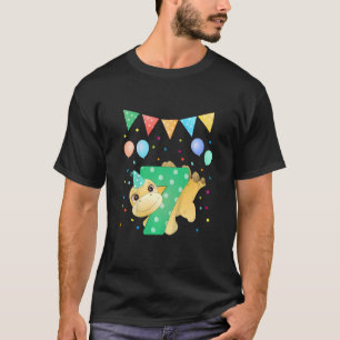 Camiseta Crianças 7 de Aniversário Dinossauro Dino Número S