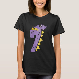 Camiseta Crianças 7 de Aniversário Dinossauro Pré-Histórico