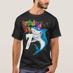 Camiseta Crianças 7 de Aniversário Tubarão de NatalSete