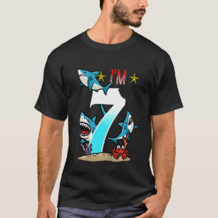 Camiseta Crianças 7 de Aniversário Tubarões submarinos Meni
