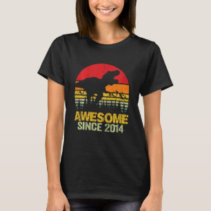 Camiseta Crianças 8º Aniversário Dinossaur Trex Incrível De
