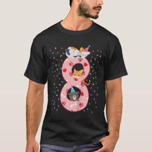 Camiseta Crianças 8º Aniversário Gato De Gato Bonito De 8 A