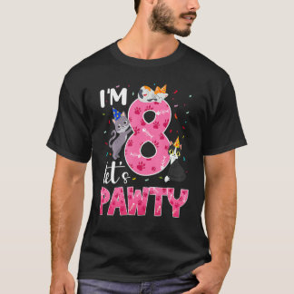 Camiseta Crianças 8º Aniversário Gato De Gato Bonito De 8 A
