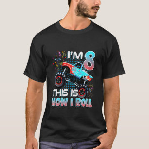 Camiseta Crianças 8º Aniversário Monstro Caminhão Aniversár