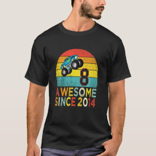 Camiseta Crianças 8º Aniversário Monstro Caminhão com Mais