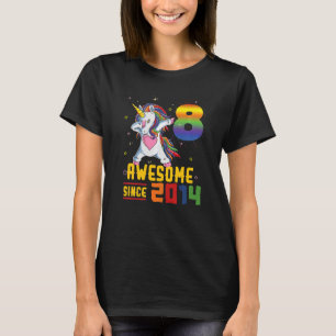 Camiseta Crianças 8º Aniversário Unicórnio Dabbing 8 8 anos