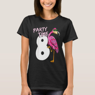 Camiseta Crianças 8. Aniversário Pink Flamingo Para Meninas