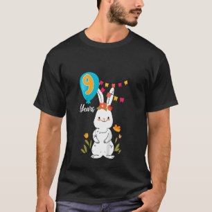 Camiseta Crianças 9ª Festa de aniversário 9 Anos Rabbit Coe