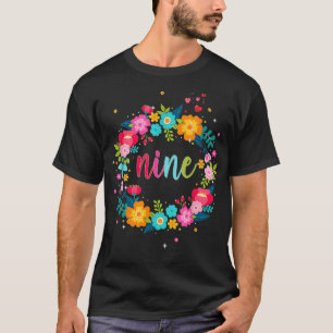 Camiseta Crianças 9ª Menina de aniversário 9 anos 9 nove