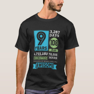 Camiseta Crianças 9º Aniversário 9 Anos 108 Meses Sendo Ate