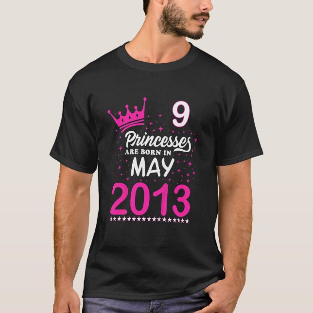 Camiseta Crianças 9º aniversário As princesas cor-de-rosa e (Frente)