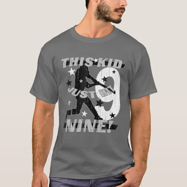 Camiseta Crianças 9º Aniversário Beball Glove Kids 9 Anos (Frente)