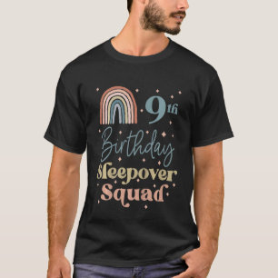 Camiseta Crianças 9º aniversário Boho Rainbow Sleepover Squ