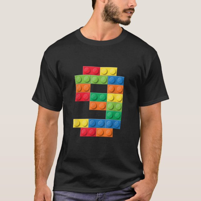 Camiseta Crianças 9º aniversário Construtor mestre noventa  (Frente)