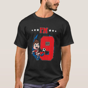 Camiseta Crianças 9º Aniversário Futebol Rapazes Crianças