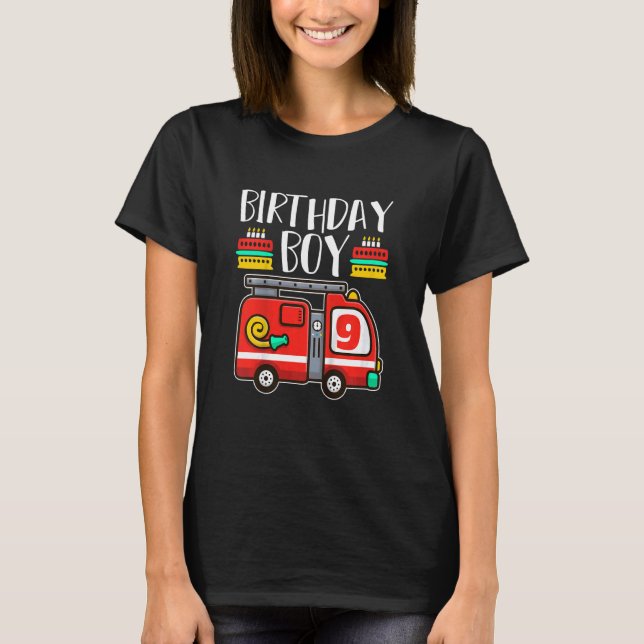 Camiseta Crianças 9º Aniversário Motor de Fogo 9º Anos Bomb (Frente)