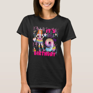 Camiseta Crianças 9º Aniversário Raparigas 9 Anos Vermelho