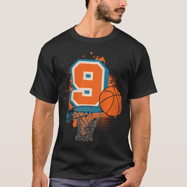 Camiseta Crianças 9º Jogador de Basquete de Menino de Anive (Frente)
