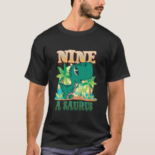 Camiseta Crianças 9º Noite Nove Anos Dinossauro Rex 9 Yea