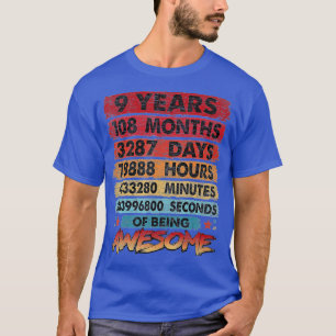 Camiseta Crianças 9. º aniversário Vintage 9 anos retrô 108