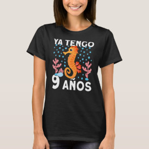 Camiseta Crianças 9 Aniversário Dino Cavalo-marinho Eu já t