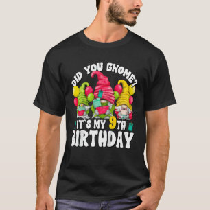 Camiseta Crianças 9 Garota de Festa de Aniversário 3 Gnomos