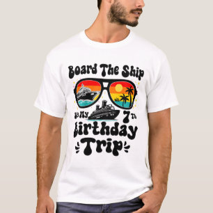 Camiseta Crianças A bordo do Navio É Meu 7º Aniversário 7 A