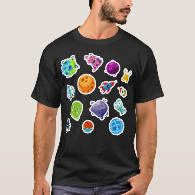 Camiseta Crianças a cores de planetas (Frente)