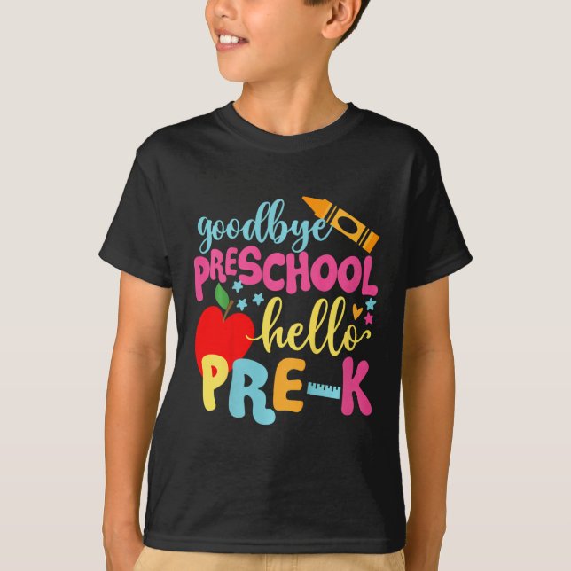 Camiseta Crianças Adeus Pré-Escolas De Volta À Escola (Frente)