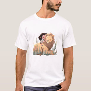 Camiseta Crianças adoráveis de abraços adoráveis de leões