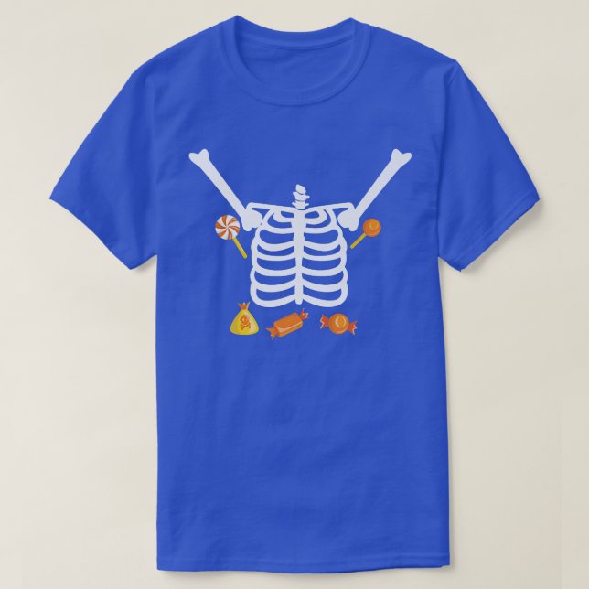 Camiseta Crianças Adultas Doces De Skeleton  (Frente do Design)