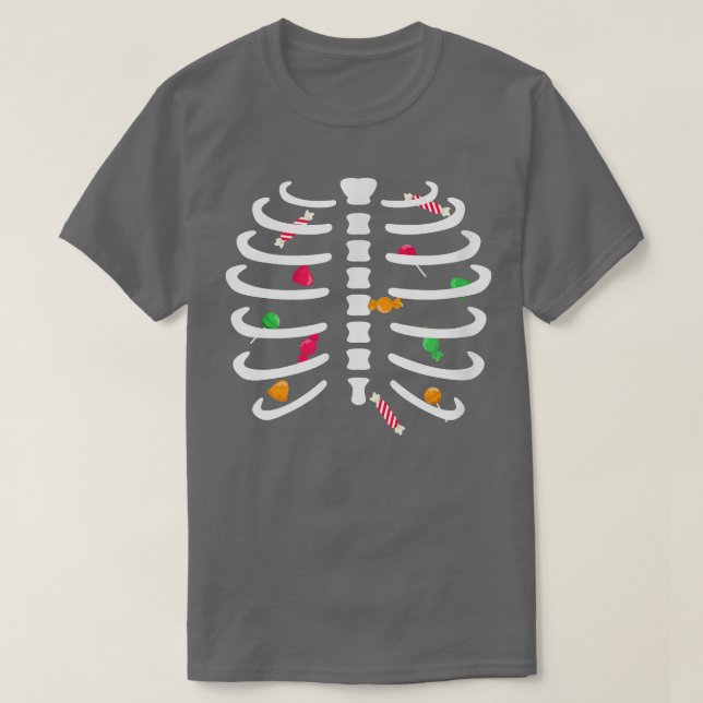 Camiseta Crianças Adultas Doces De Skeleton (Frente do Design)